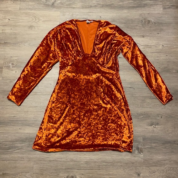 fitted lace wedding dress Rusty Burnt Orange Velvet Dress - Sweetheart Neckline Dress